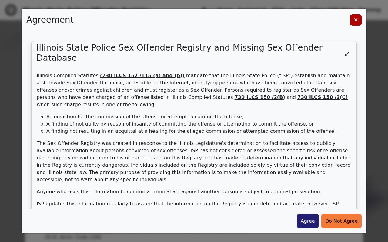 Loves Park resident lookup Illinois State Police registry filters