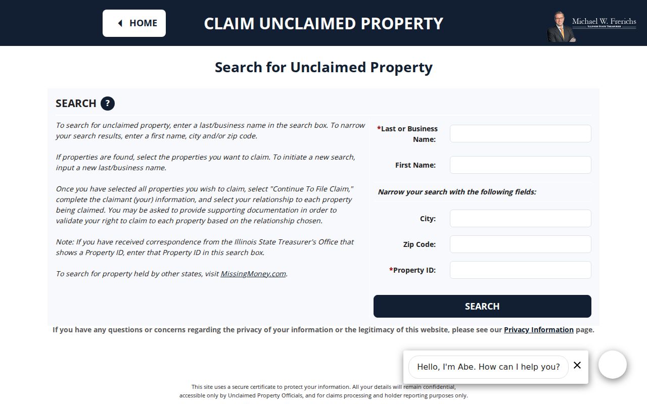 Loves Park resident lookup Illinois unclaimed property search