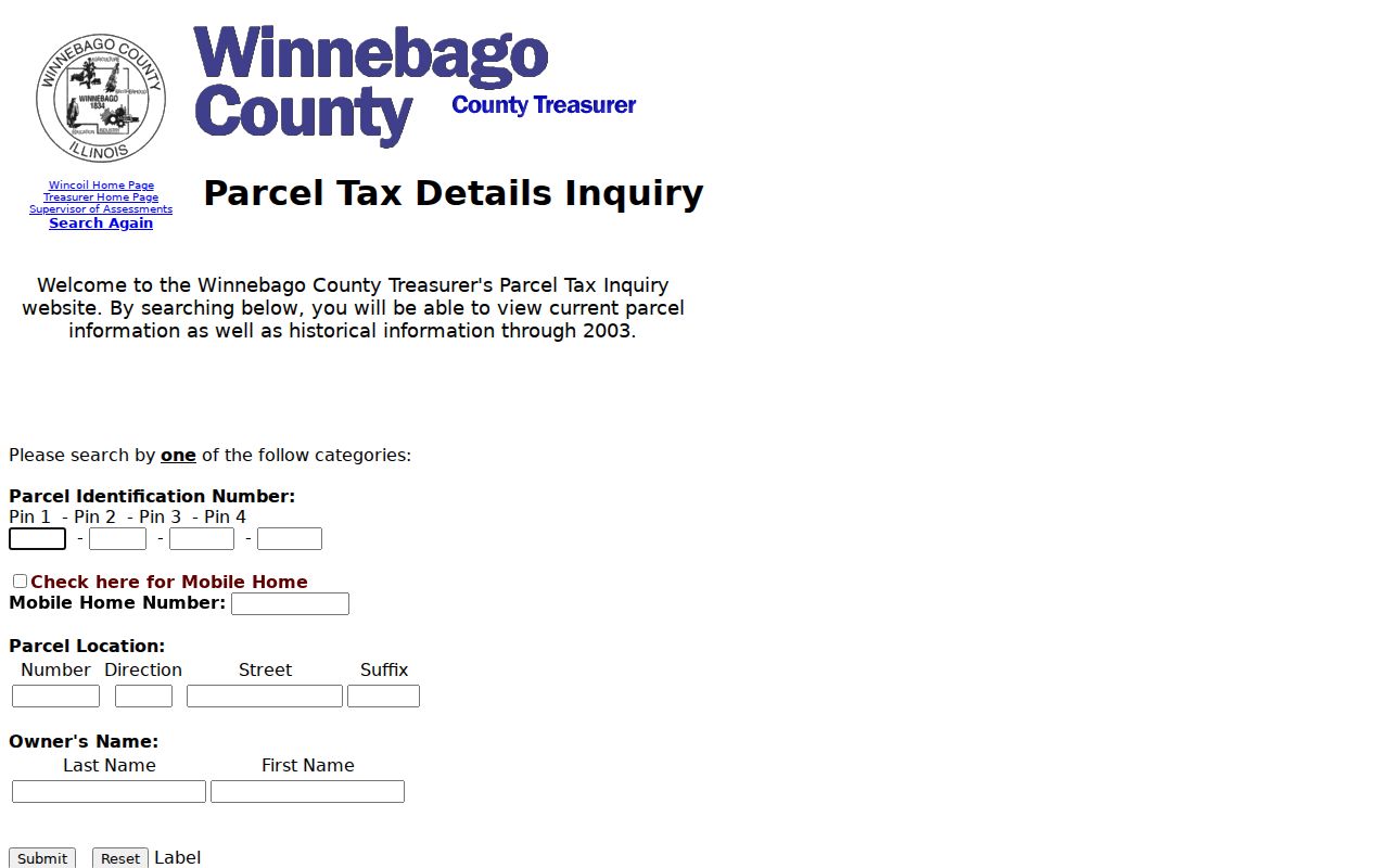 Winnebago County parcel tax search used for Loves Park street addresses