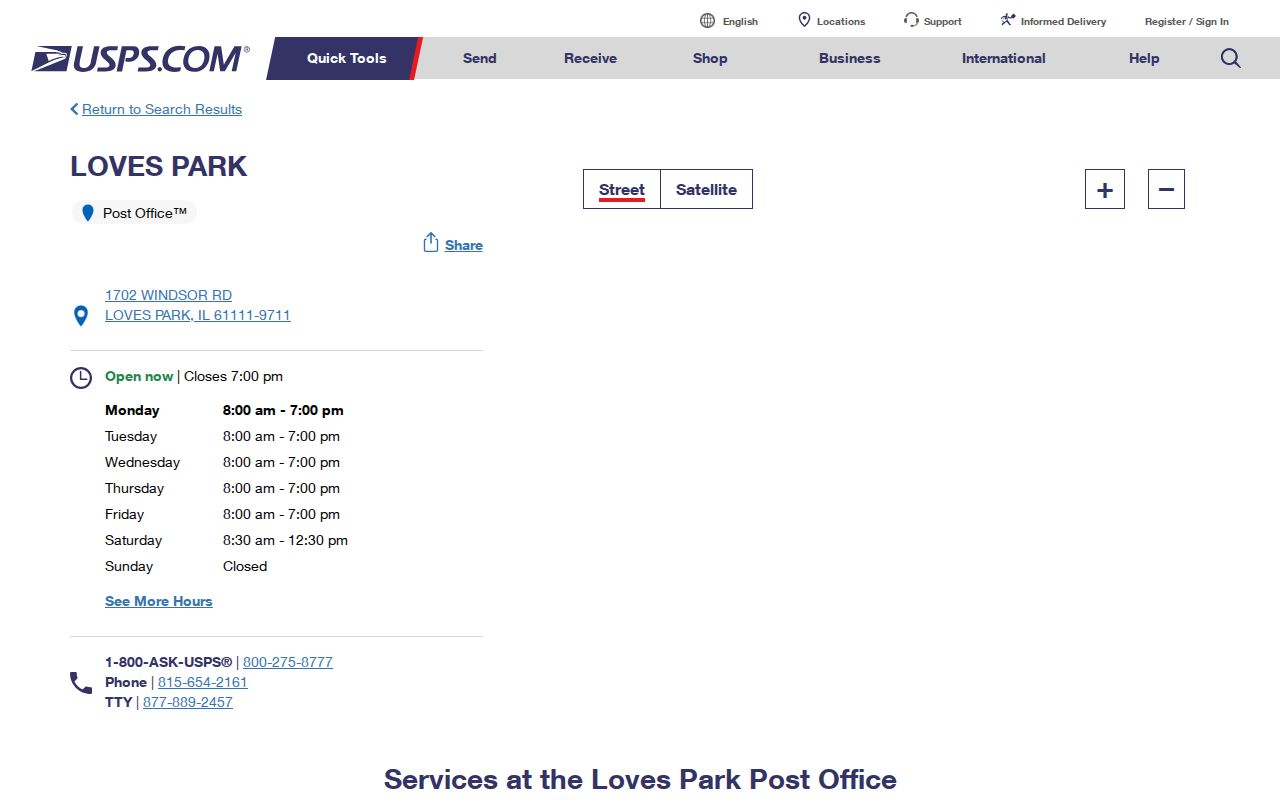 Loves Park ZIP code directory post office details